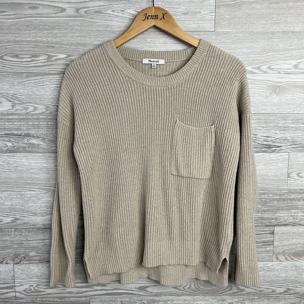 Madewell Thompson Tan Knit Pullover Long Sleeve Sweater Size XS